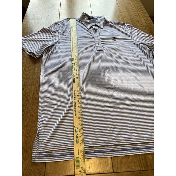 RLX Ralph Lauren Blue Striped Golf Polo Shirt Size XL Stretchy Athleisure Preppy - Picture 3 of 13